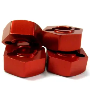 102042R 02134 1/10 Aluminium Alloy Pin Drive Wheel Hex Hub 12mm M12 Red x 4