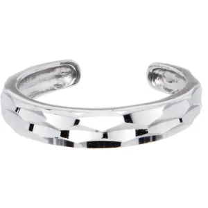 10k White Gold Diamond Cut Band Toe Ring