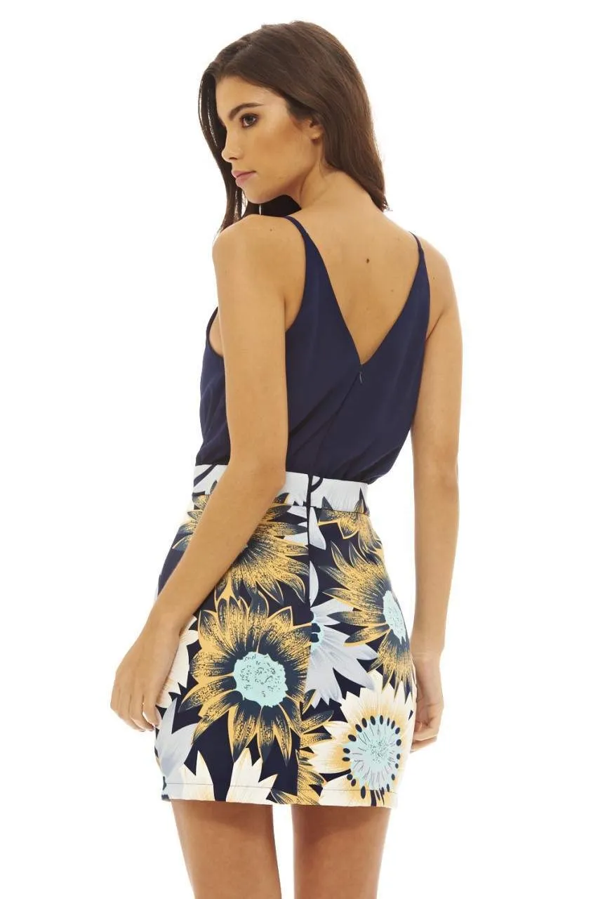 2 In 1 Sunflower Print Dress
