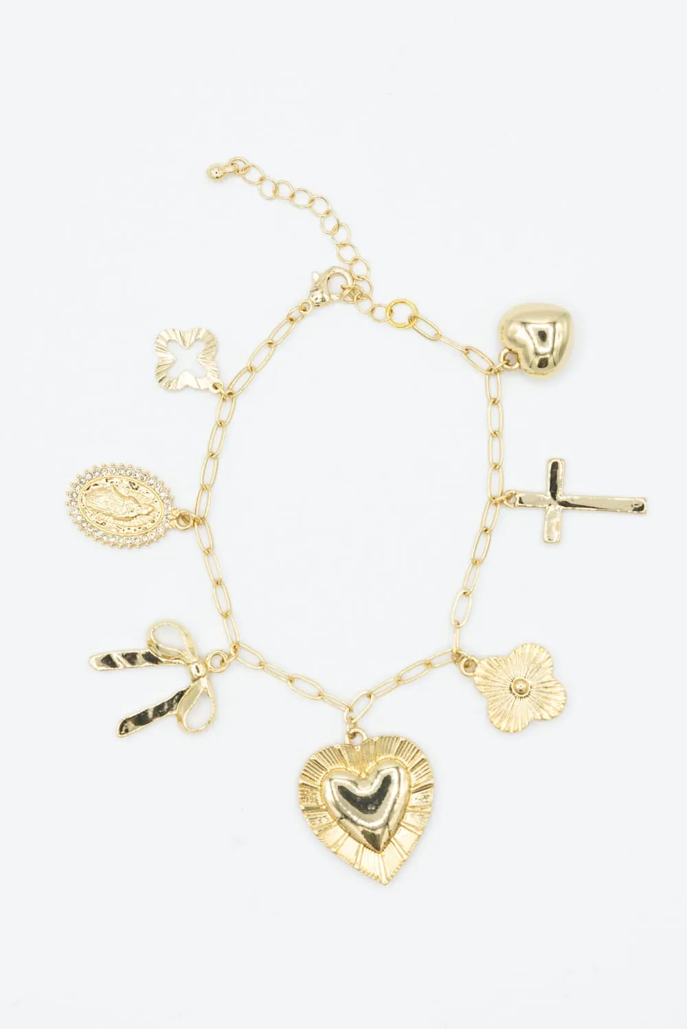 7 Charm Bracelet in Gold | NBA112GDWHT