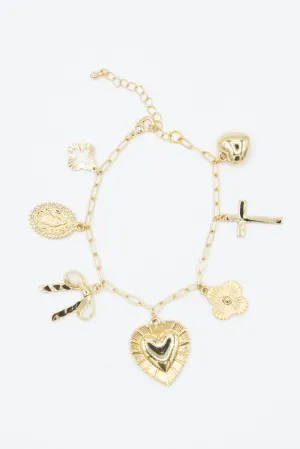 7 Charm Bracelet in Gold | NBA112GDWHT
