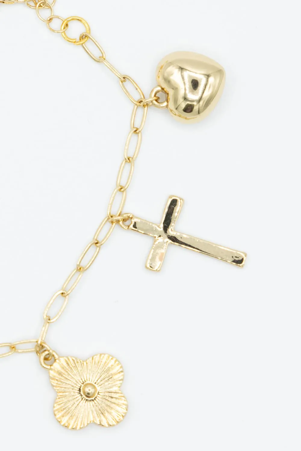 7 Charm Bracelet in Gold | NBA112GDWHT