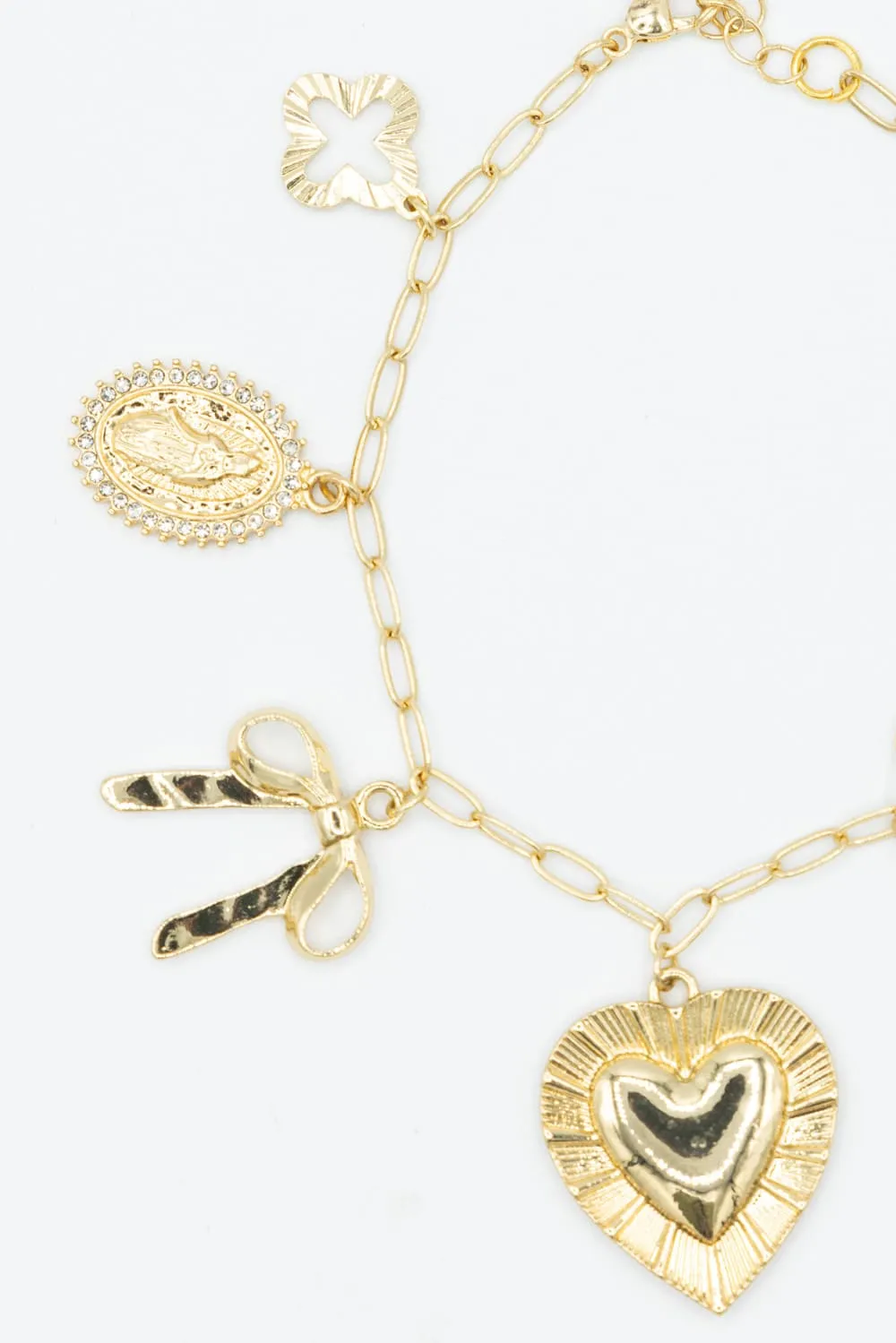 7 Charm Bracelet in Gold | NBA112GDWHT