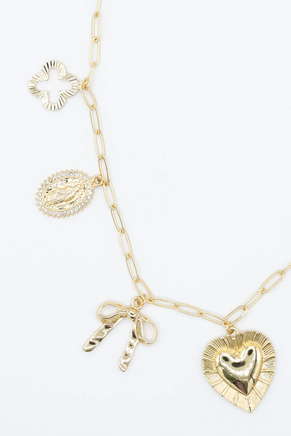 7 Charm Necklace in White Gold | NNA216GDWHT