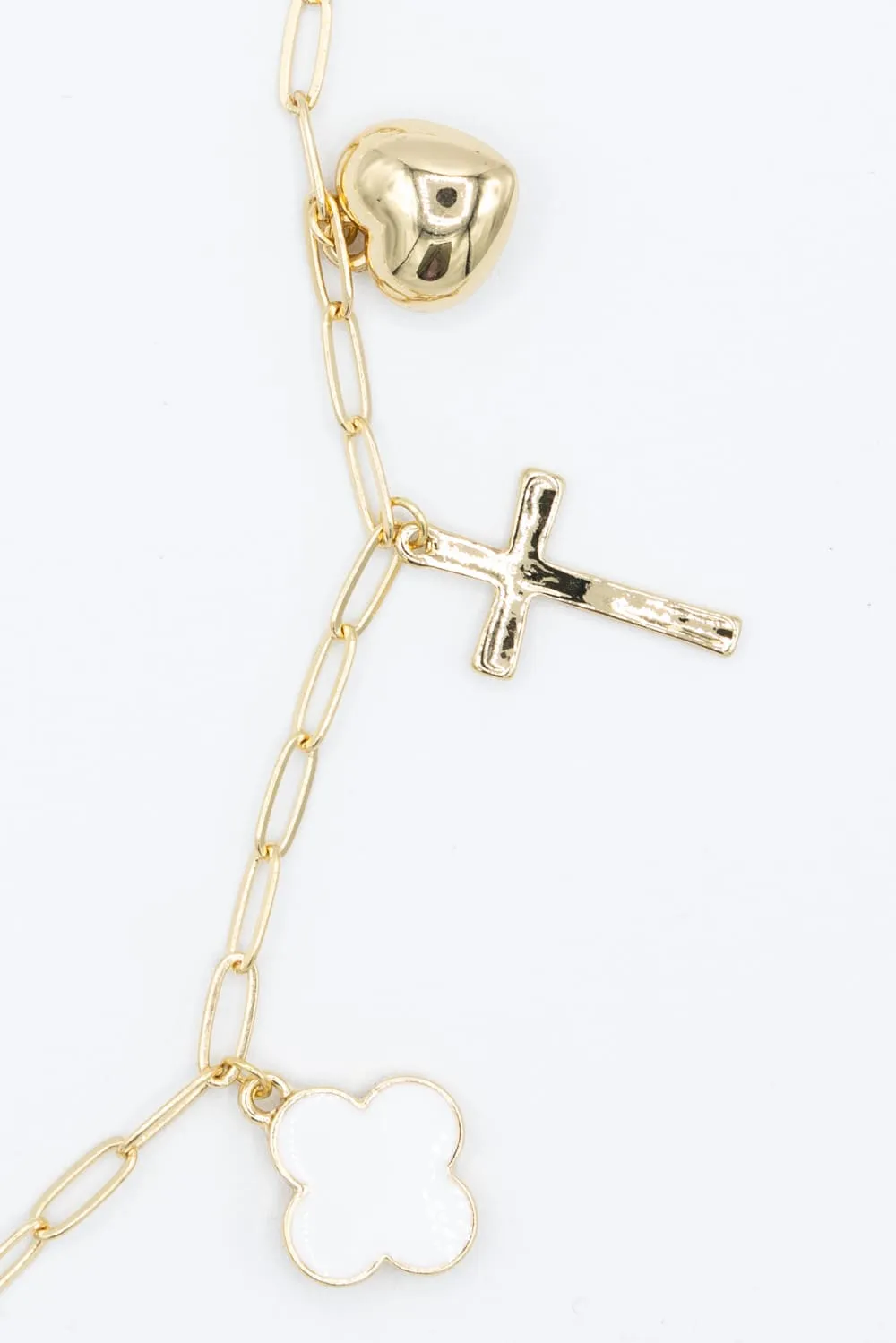 7 Charm Necklace in White Gold | NNA216GDWHT