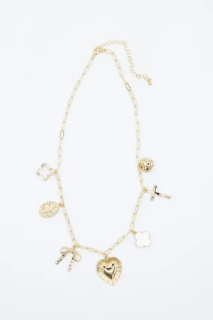 7 Charm Necklace in White Gold | NNA216GDWHT