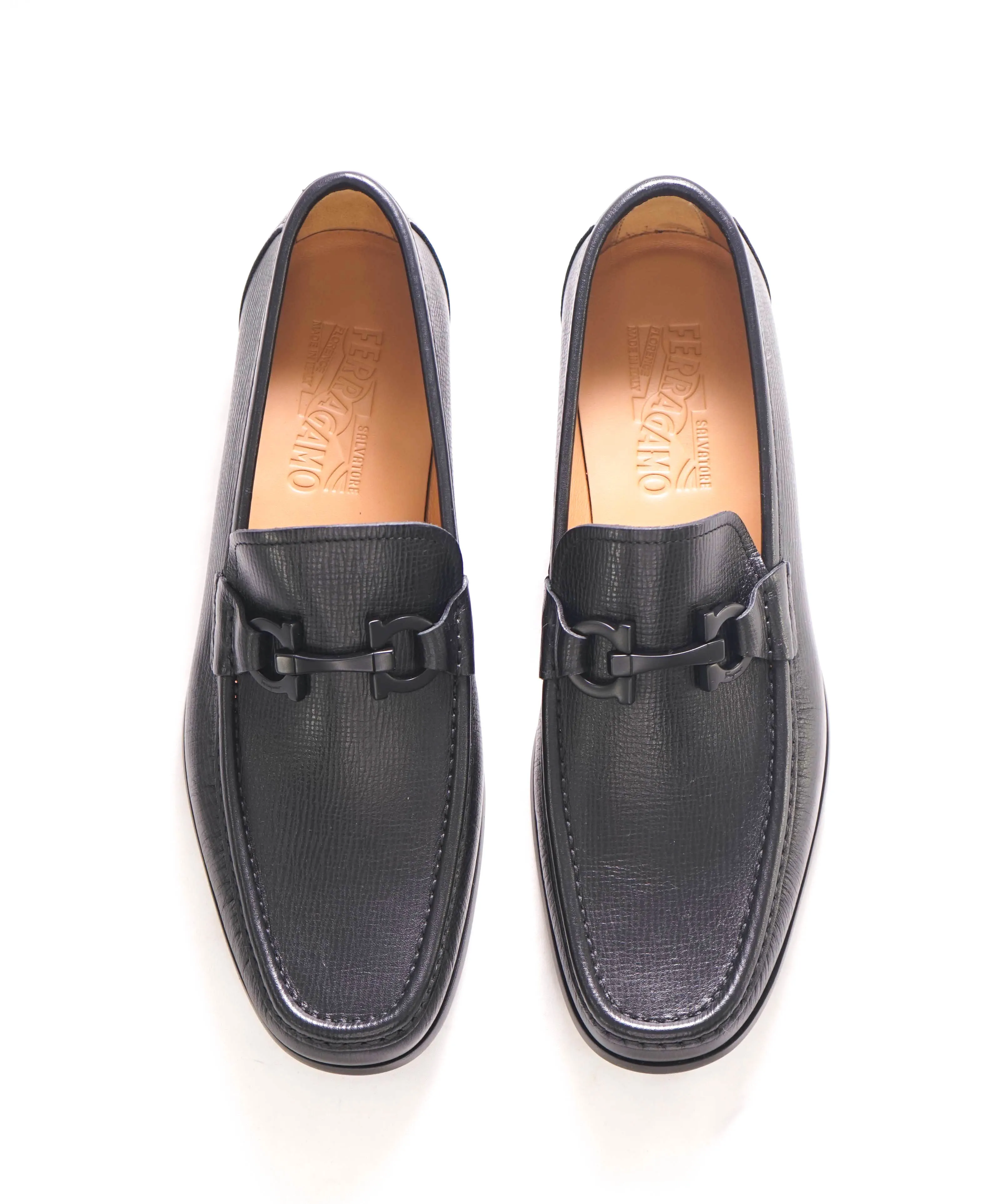 $850 SALVATORE FERRAGAMO - “GRANDIOSO 2" Gancini Bit Loafer Black Leather - 8 EE