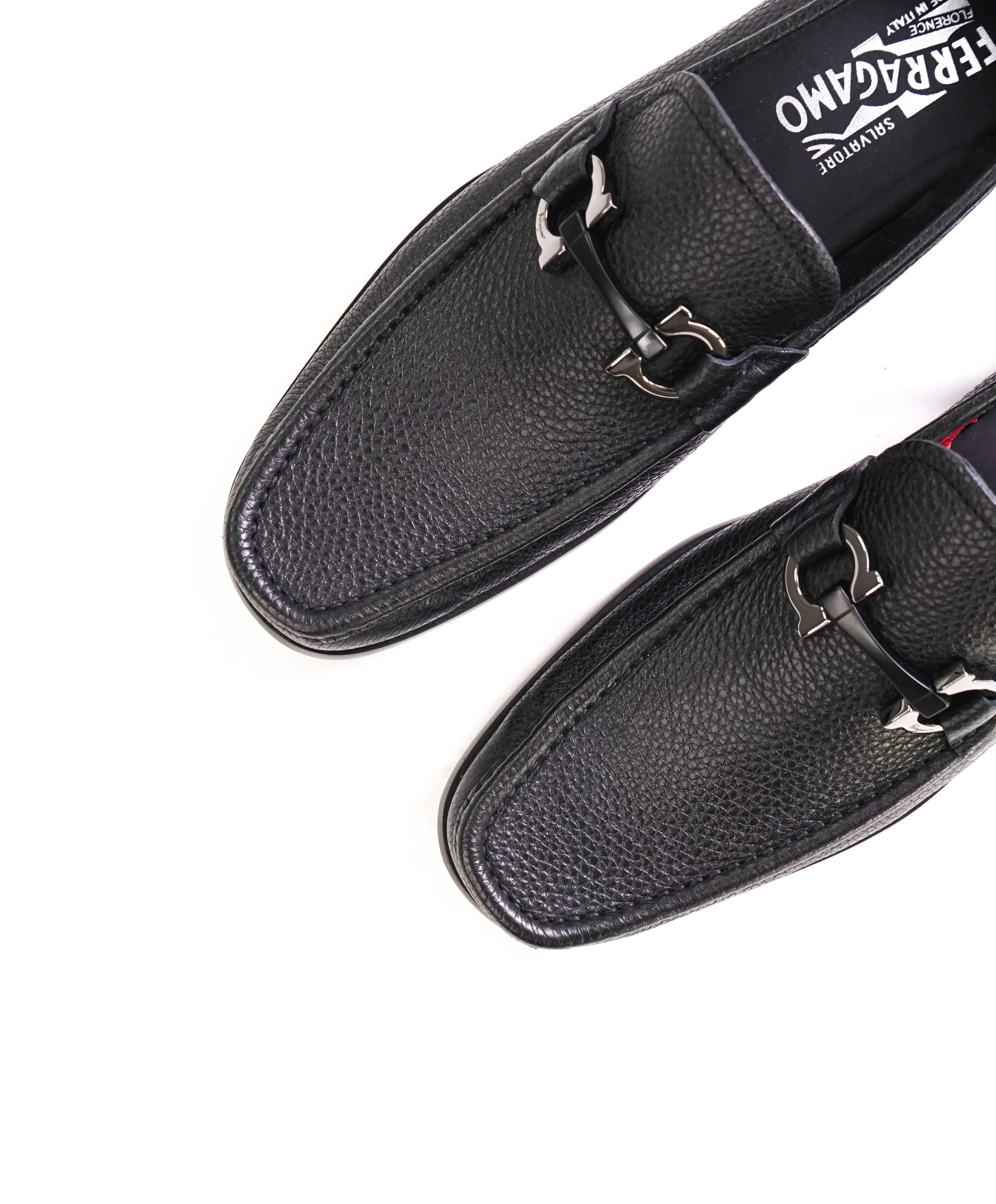 $850 SALVATORE FERRAGAMO - “GRANDIOSO" Gancini Bit Loafer Black Leather - 9.5 D