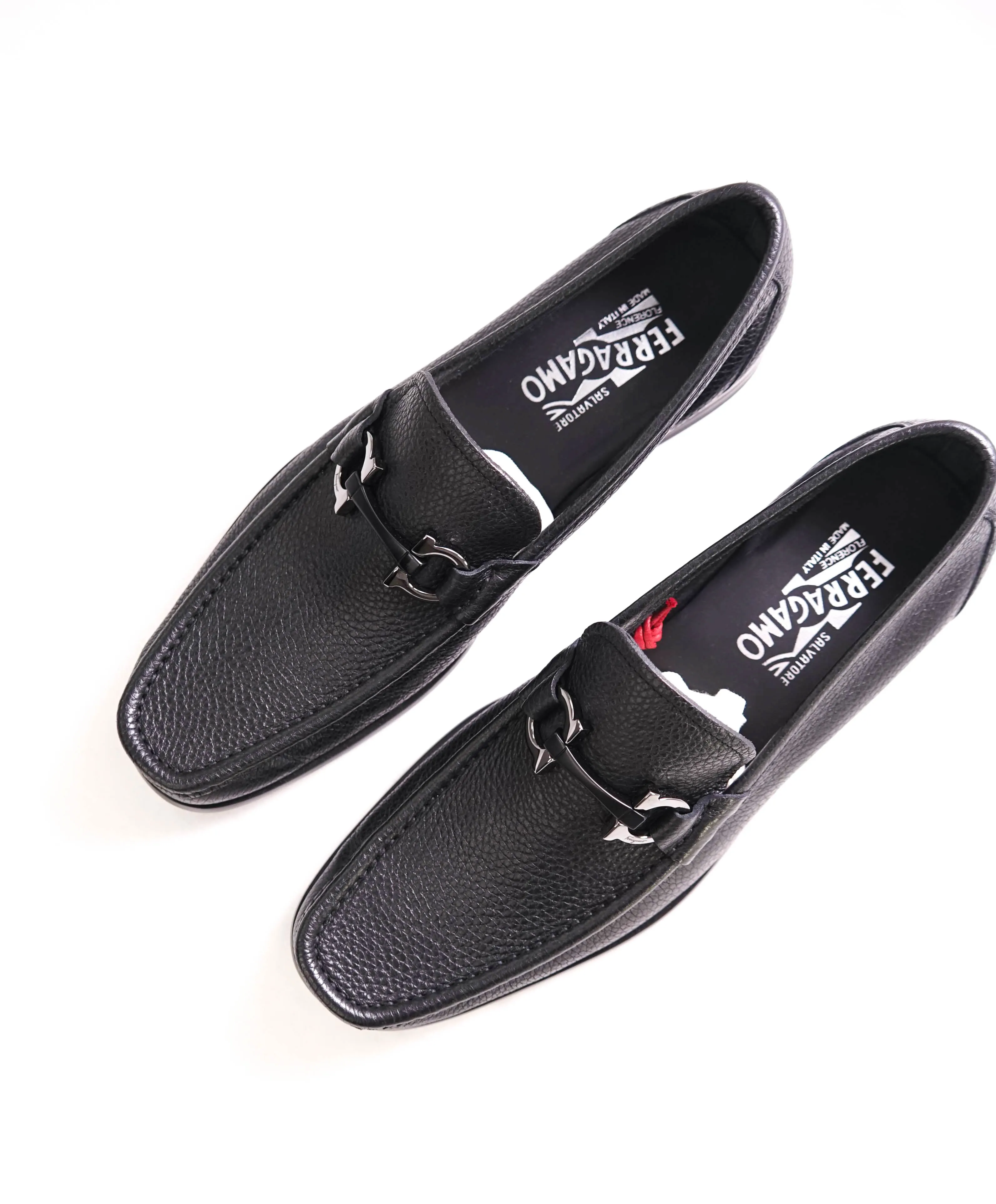 $850 SALVATORE FERRAGAMO - “GRANDIOSO" Gancini Bit Loafer Black Leather - 9.5 D