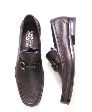 $850 SALVATORE FERRAGAMO - “GRANDIOSO" Gancini Bit Loafer Brown Leather - 10 D