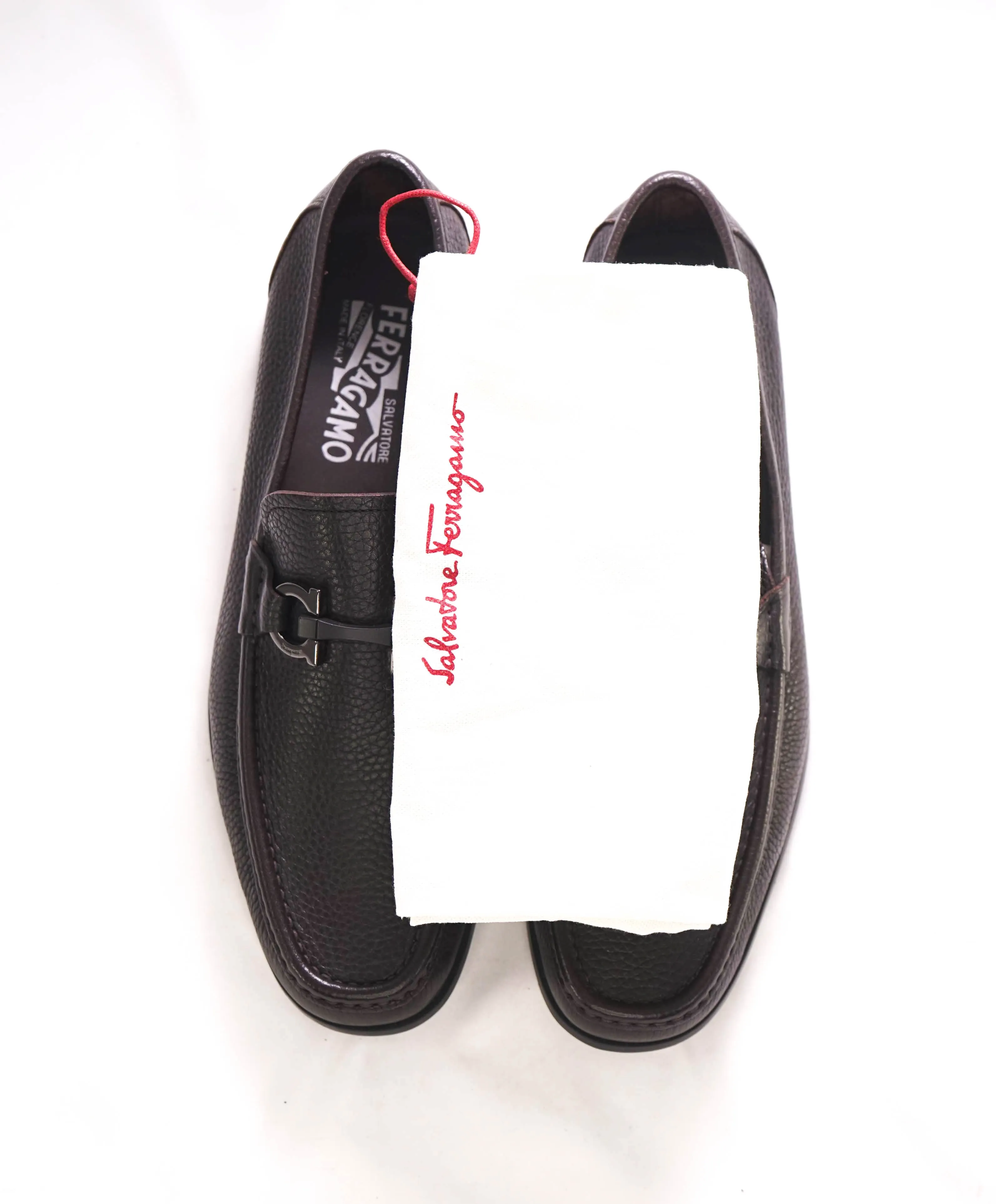 $850 SALVATORE FERRAGAMO - “GRANDIOSO" Gancini Bit Loafer Brown Leather - 9 EE