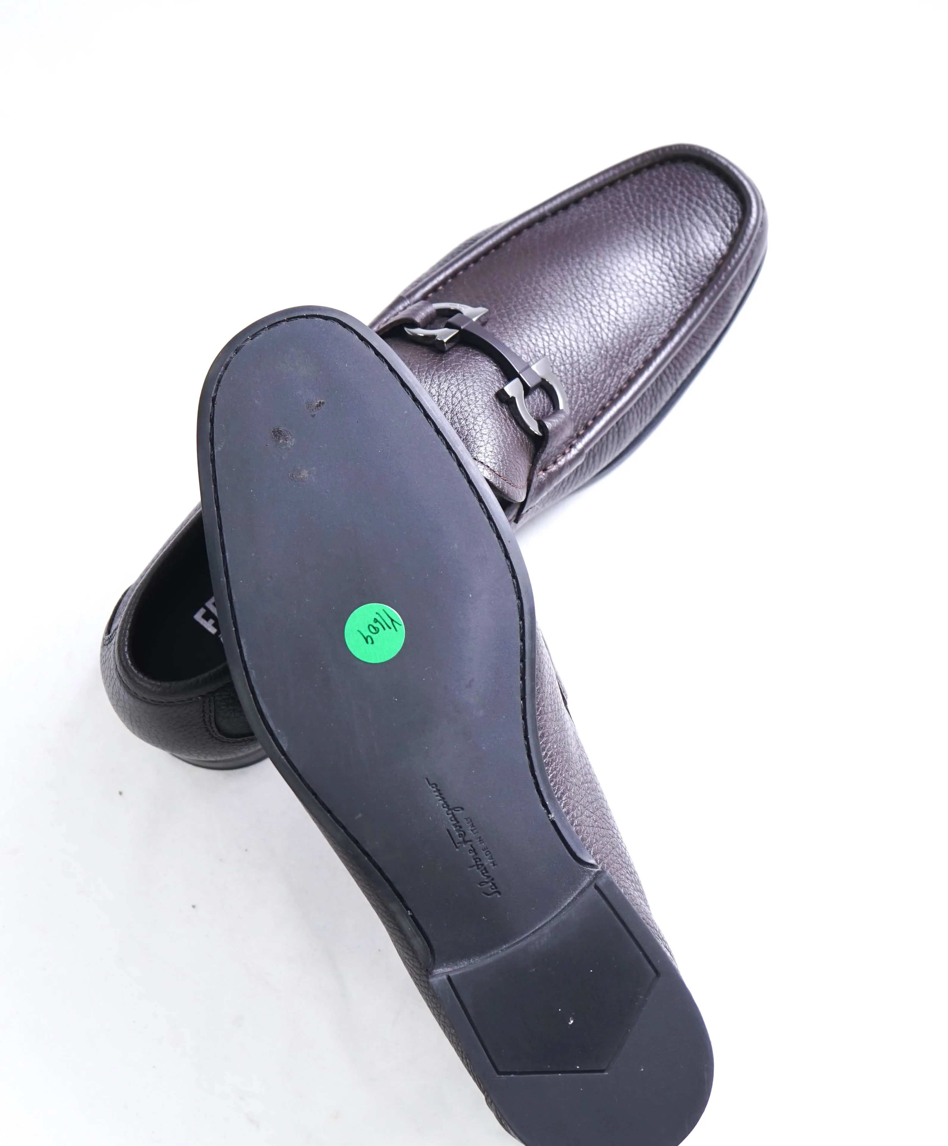 $850 SALVATORE FERRAGAMO - “GRANDIOSO" Gancini Bit Loafer Brown Leather - 9.5 EE