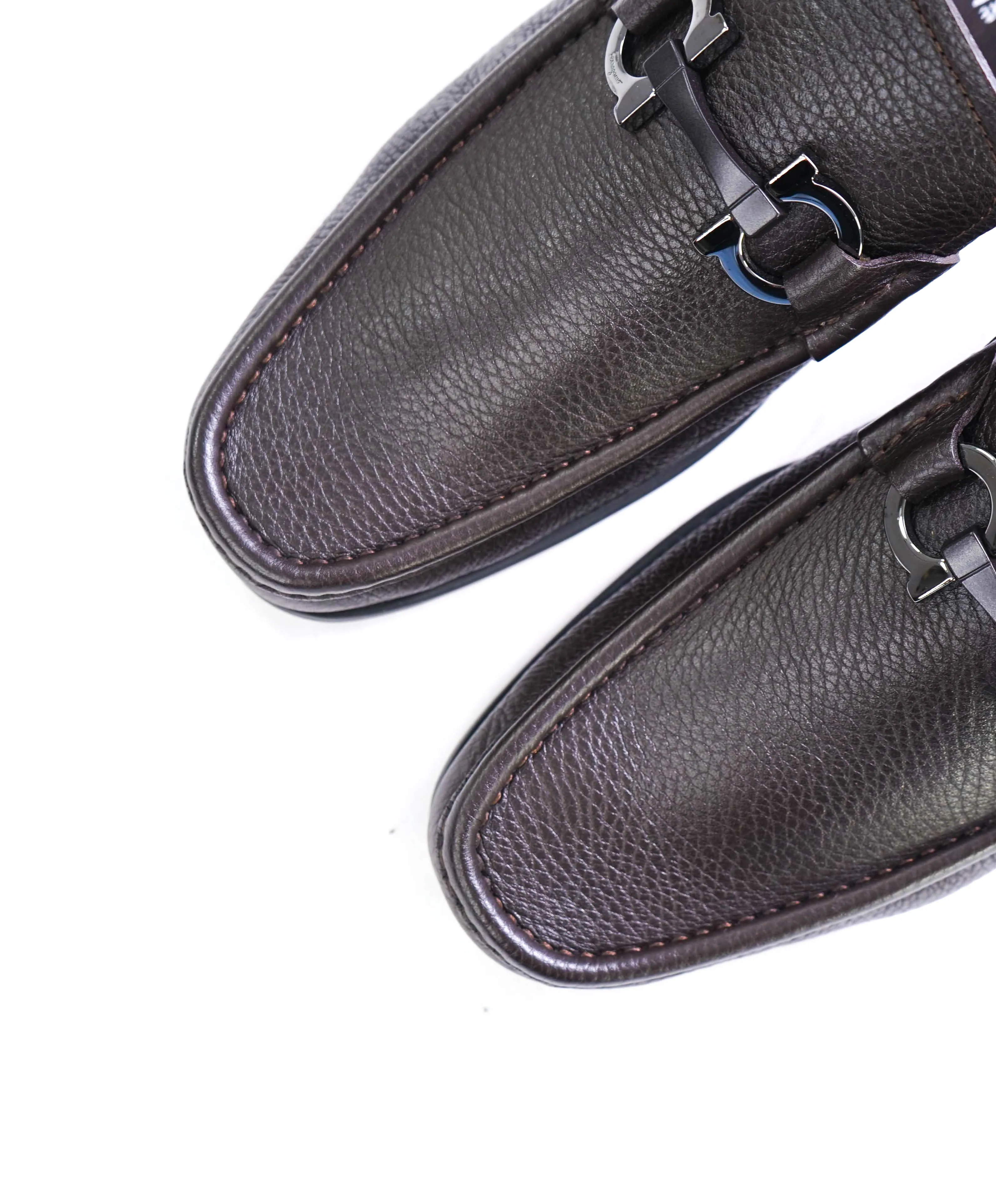 $850 SALVATORE FERRAGAMO - “GRANDIOSO" Gancini Bit Loafer Brown Leather - 9.5 EE