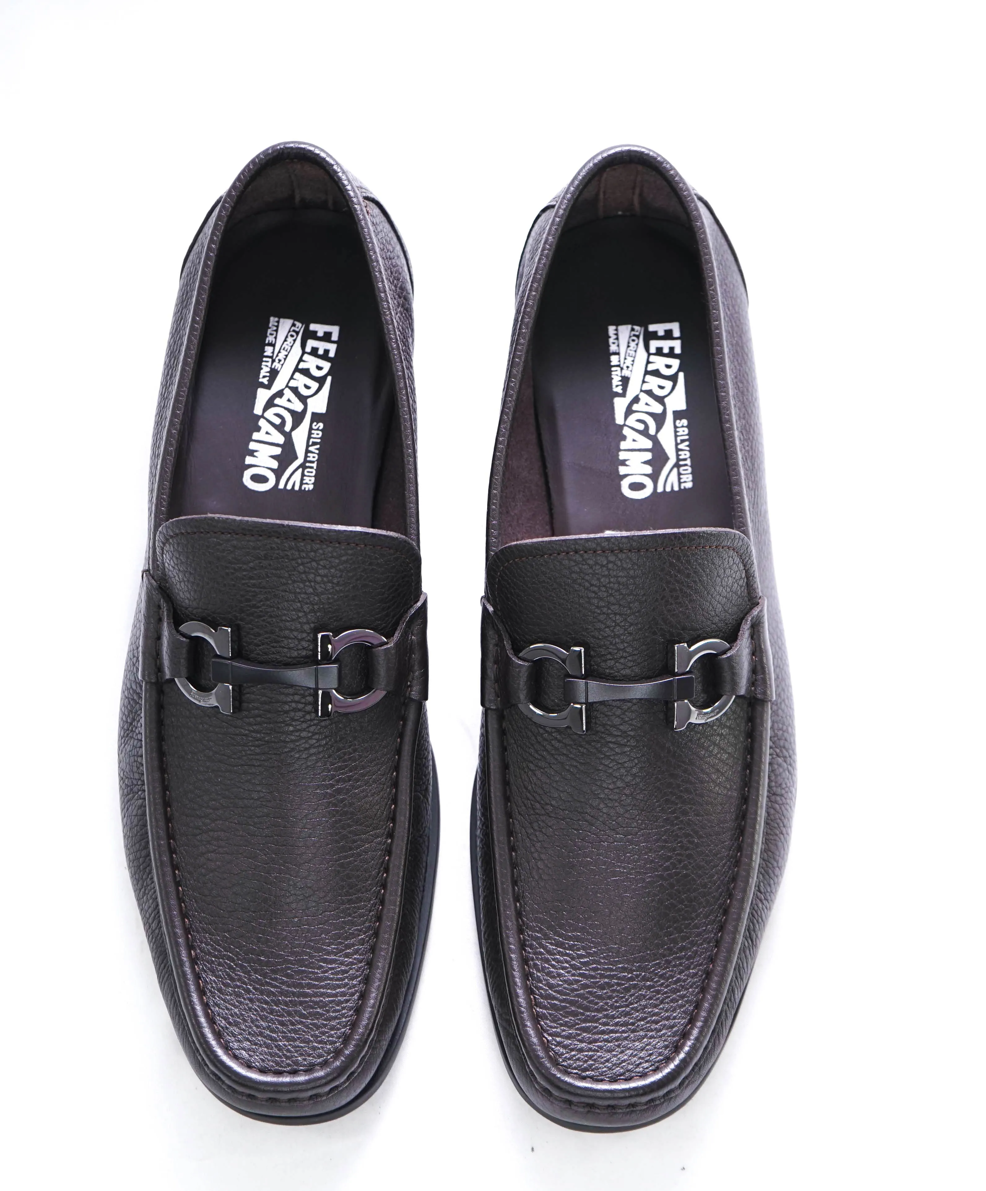 $850 SALVATORE FERRAGAMO - “GRANDIOSO" Gancini Bit Loafer Brown Leather - 9.5 EE
