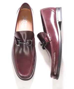 $850 SALVATORE FERRAGAMO -“GRANDIOSO" Gancini Loafer Cherry Brown Leather - 12 D