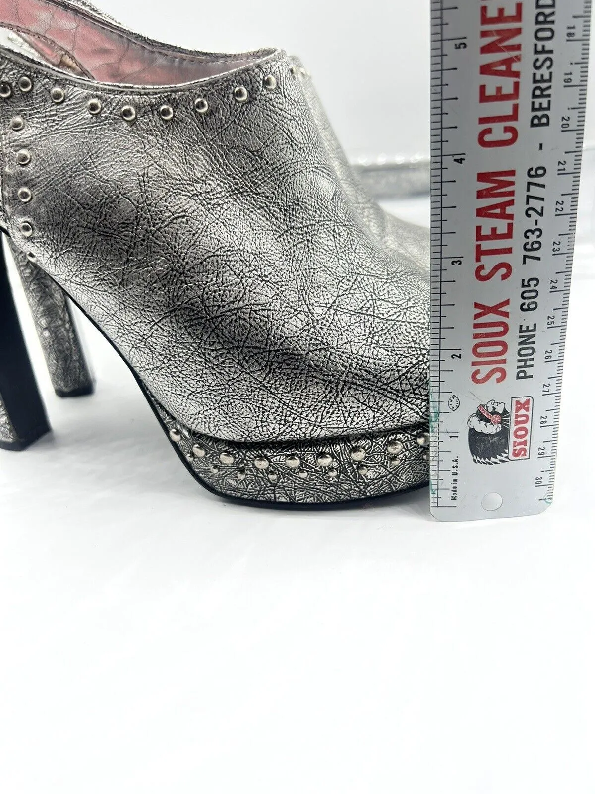 9.5 BCBGeneration Silver Studded Sling Back Sandal 4”  High Heel Shoe Open Toe