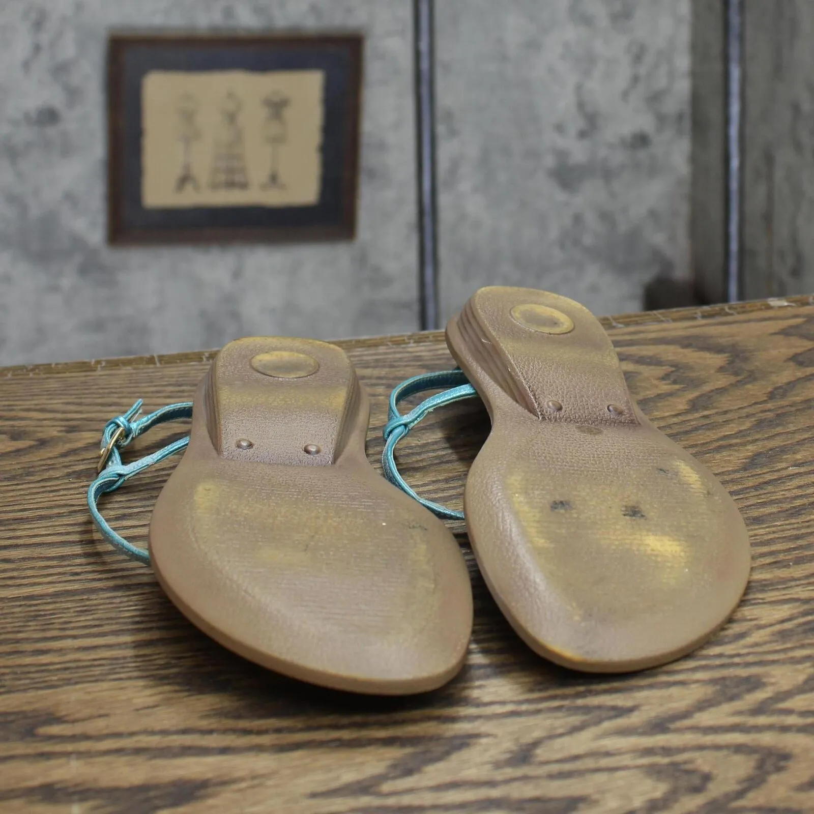 A New Approach Womens Vintage Thong Jewel Sandals 167416be471101 Blue / Brown 6M