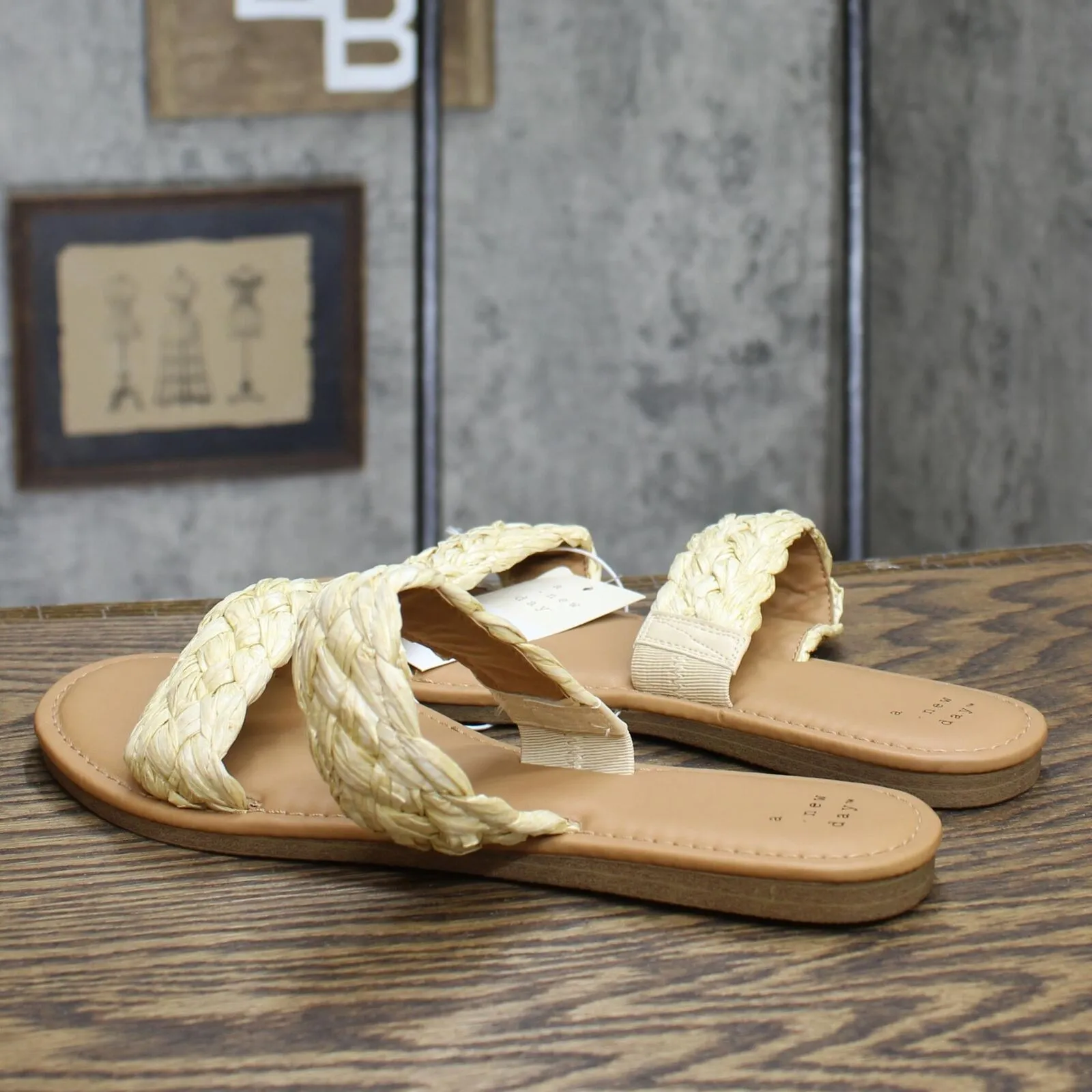 A New Day Women's Lucy Wide Width Braided Slide Sandals