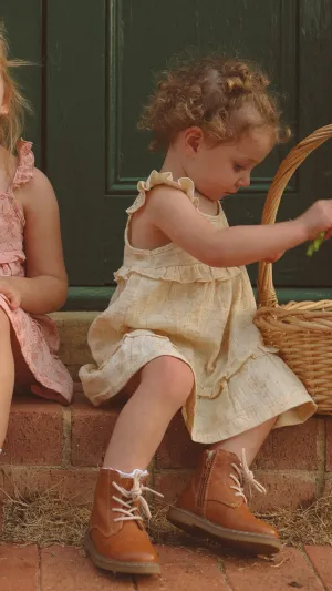 Ada Frill Dress ~ Vintage Buttercream