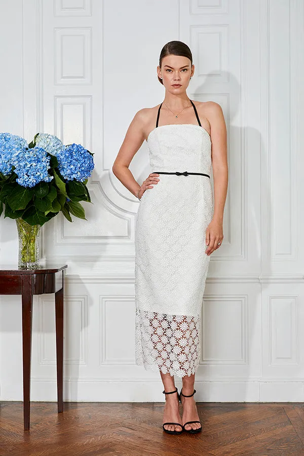 Adeline White Lace Tea Length Bridal Shower and Wedding Dress
