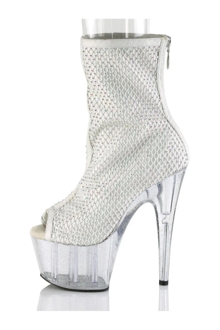 ADORE-1031GM Exotic Ankle Boot | White Faux Suede