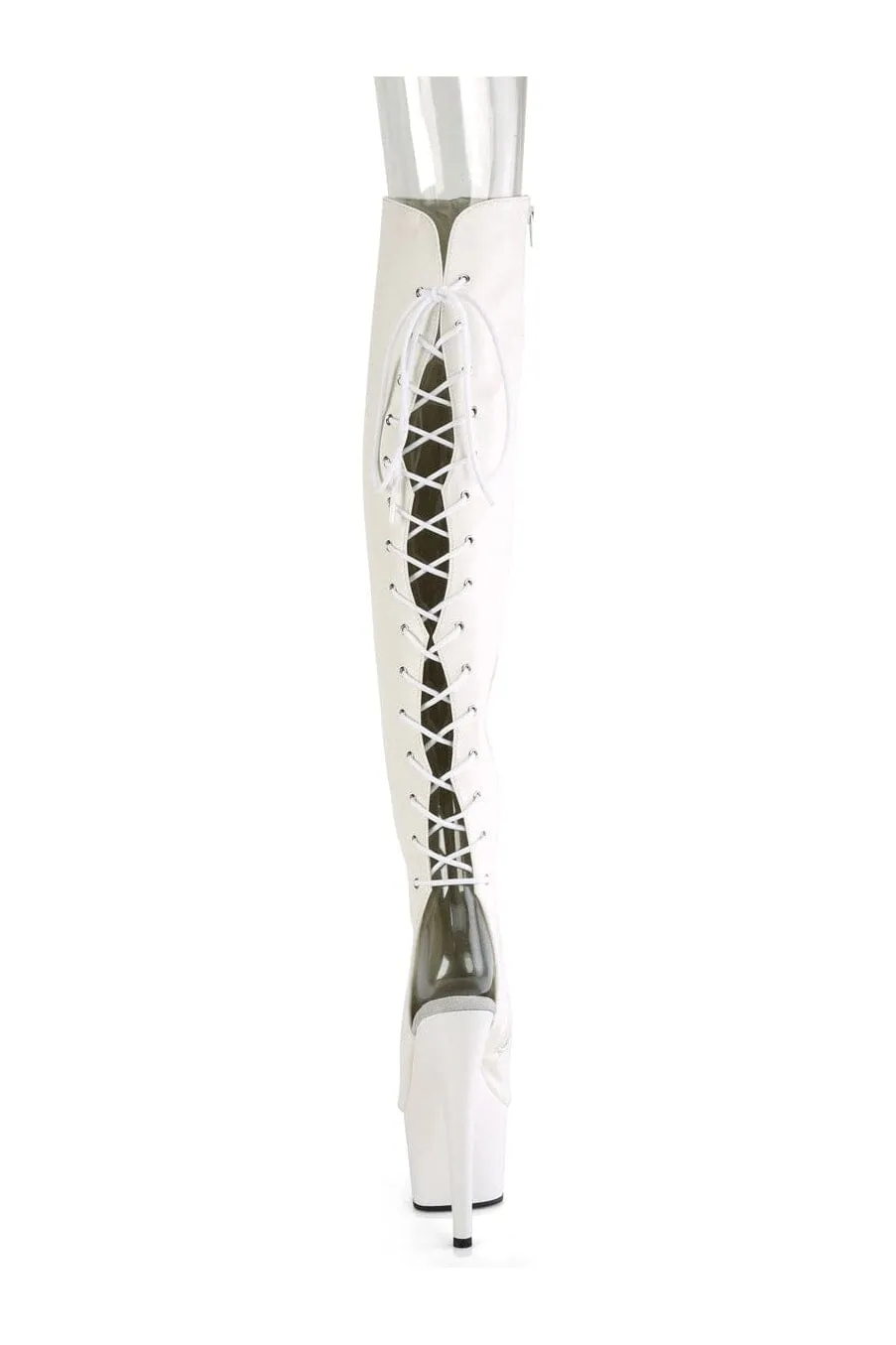 ADORE-3019 White Faux Leather Knee Boot