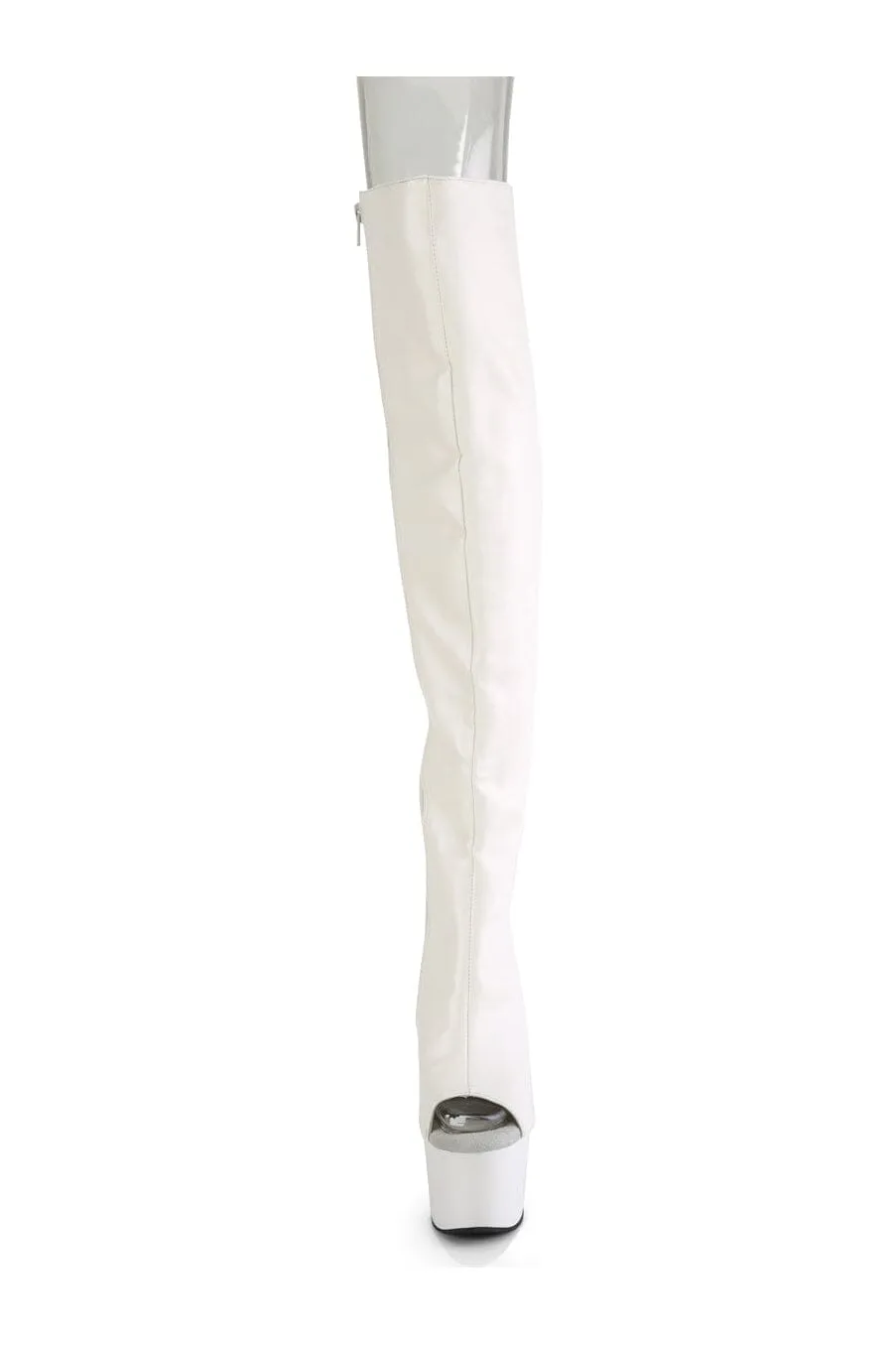 ADORE-3019 White Faux Leather Knee Boot