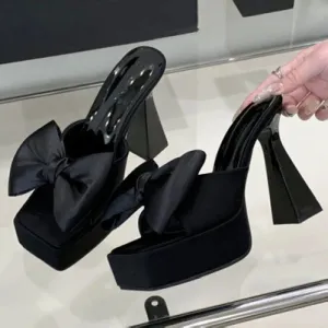 ADVBRIDGE  -  Elegant Bow Square Toe Women Sandals Summer Open Toe Square Heel Women High Heels Fashion Comfortable Super High Heel Dress Shoe