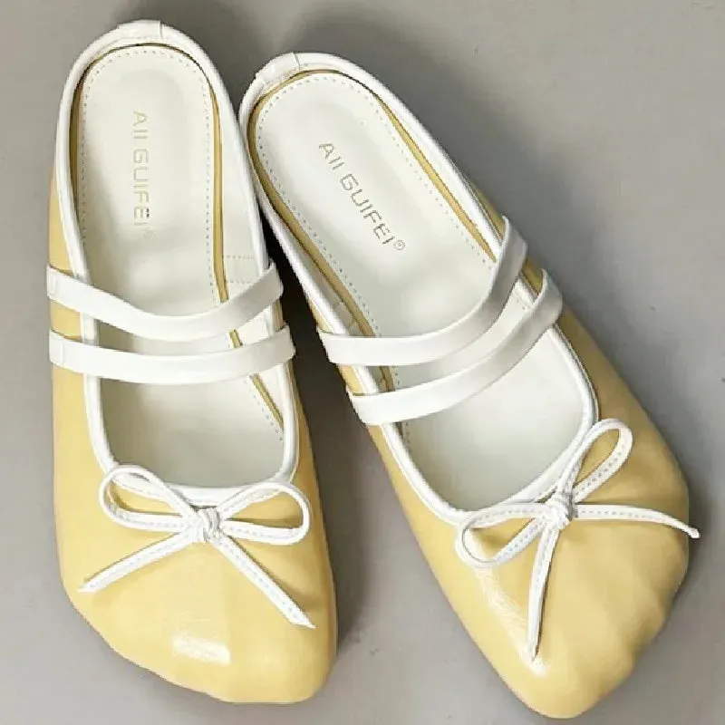 ADVBRIDGE  -  Sweet Bow Round Toe Women Sandals Narrow Band Non-slip Flat Sandals Summer Fashion Comfortable Patent Leather Mary Jane Shoes