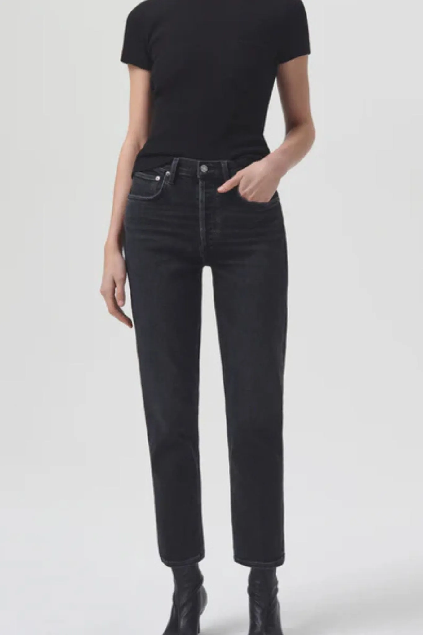 Agolde: Riley High Rise Straight Crop Jean in Panoramic