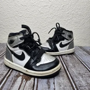 AIR JORDAN 1 RETRO HIGH OG TD 'SILVER TOE' Black/Metallic Silver/White Kids 7C