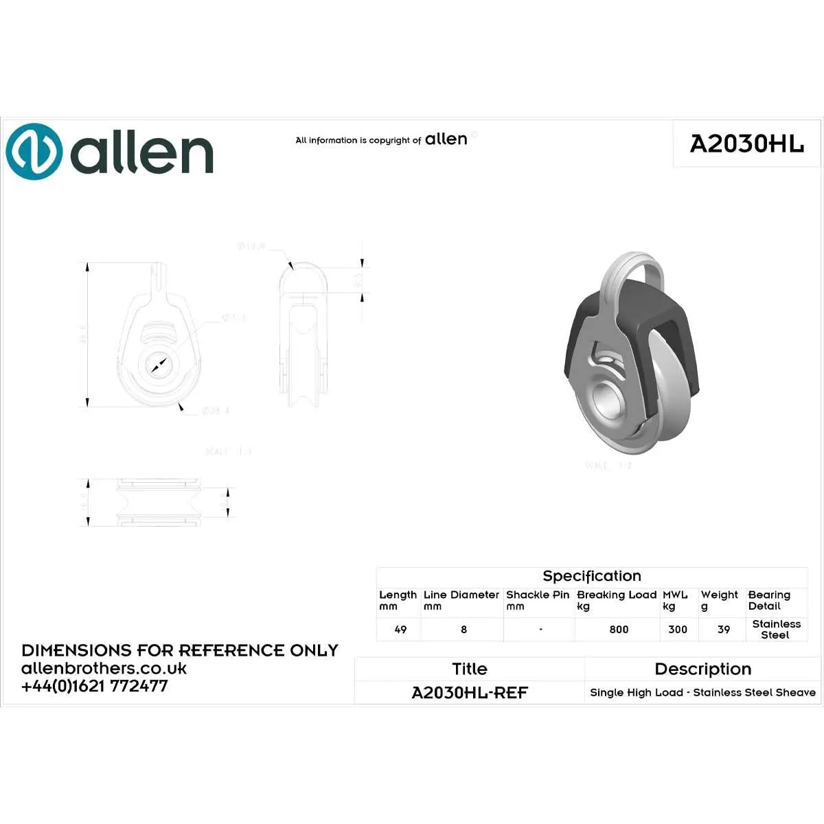 Allen 30mm Single High Load Block