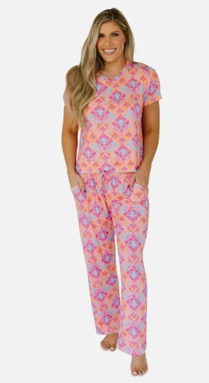 Alli Pajama Pants Set - Afternoon Tea Print