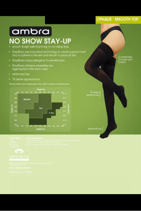 Ambra Opaque No Show Stay Up Smooth Top