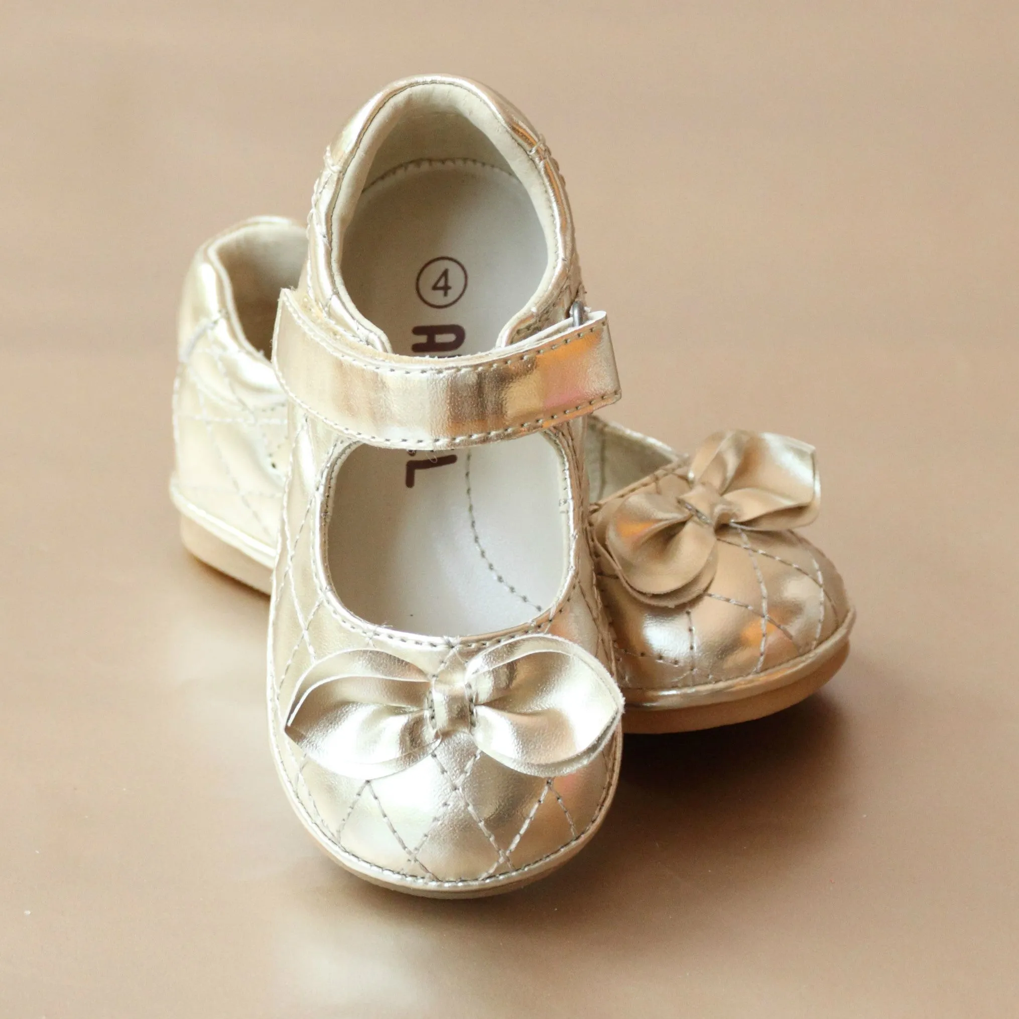 Angel Baby Girls Bow Quilted Mary Jane