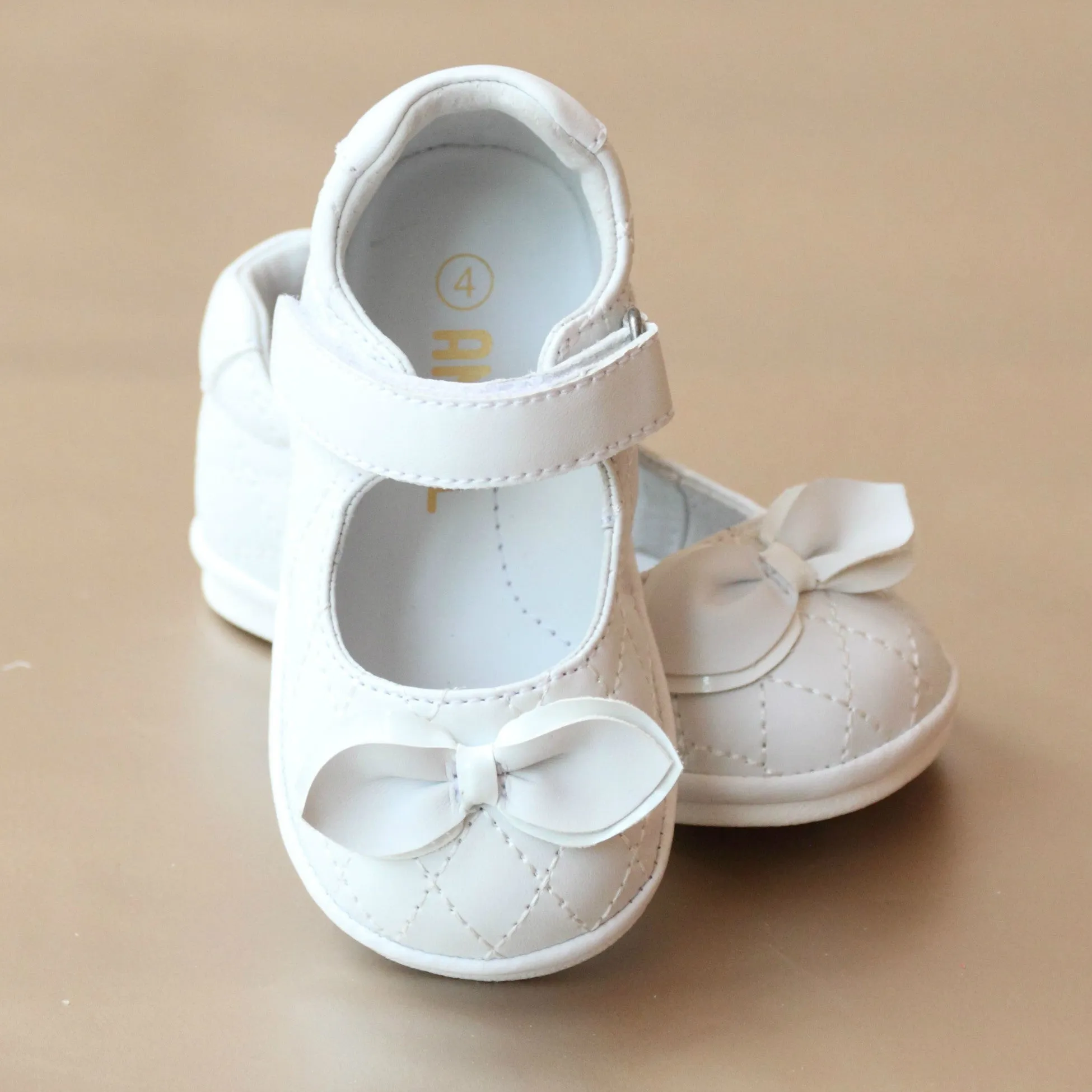 Angel Baby Girls Bow Quilted Mary Jane