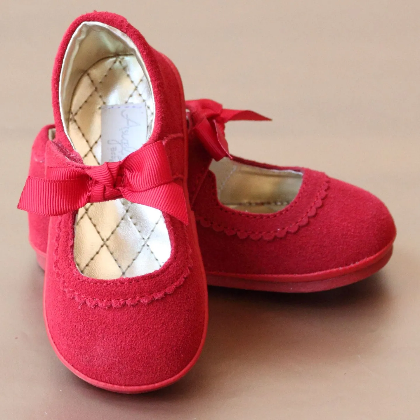 Angel Baby Girls Scalloped Leather Mary Jane