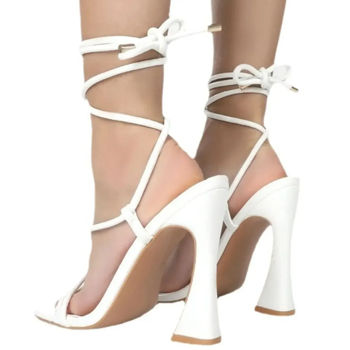 'Anika' Open Cross Strap Block Heels
