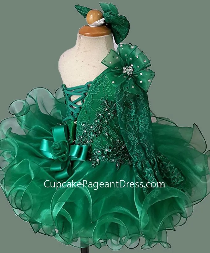 Baby Girl/Baby Miss Lace Glitz Cupcake Pageant Dress With Hair Bow