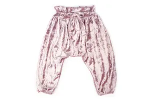 Baby Girls Soft Pink Velvet Harem Pants | Ballet Blush