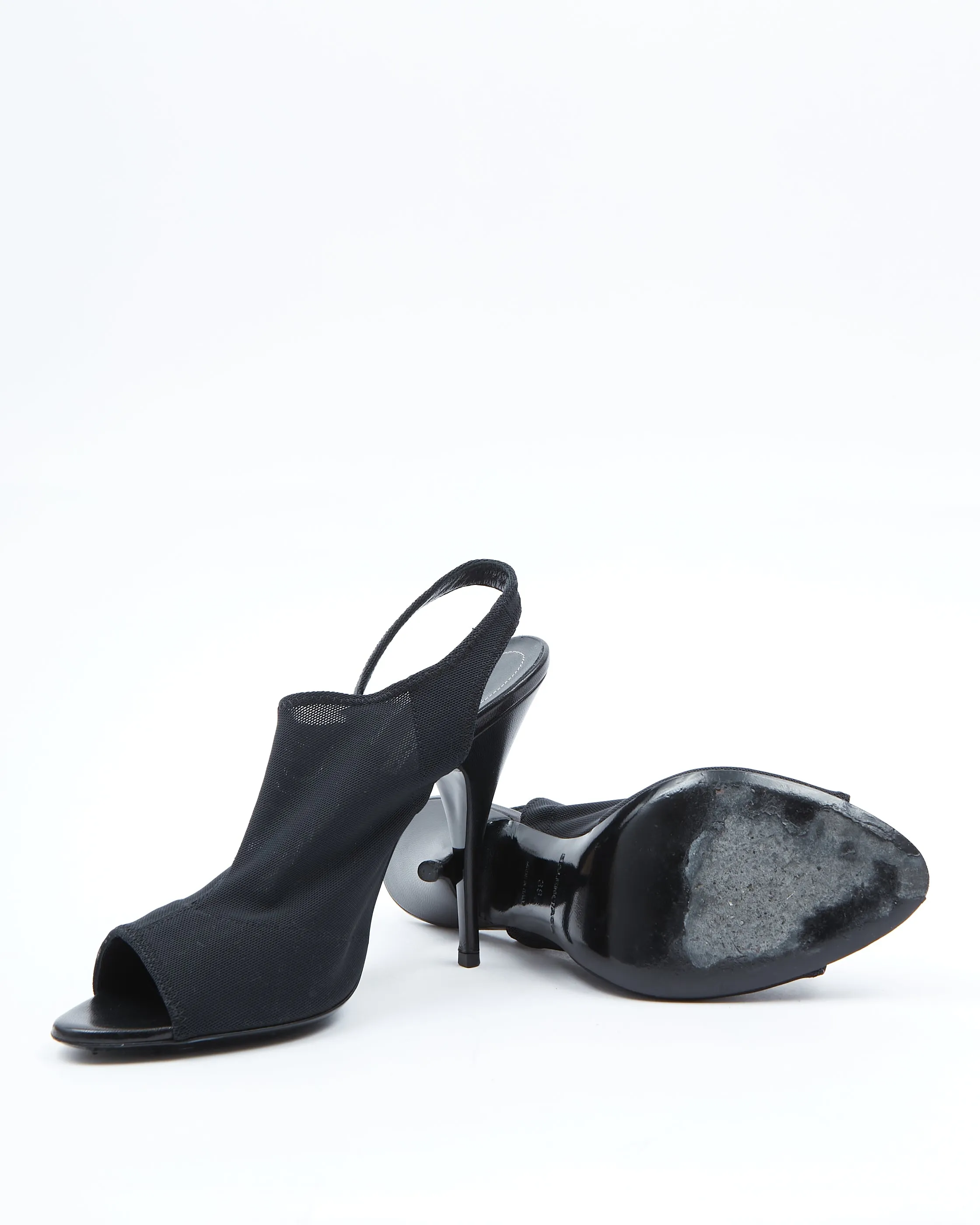 Balenciaga Black Sock Open Toe Mule Heels - 39
