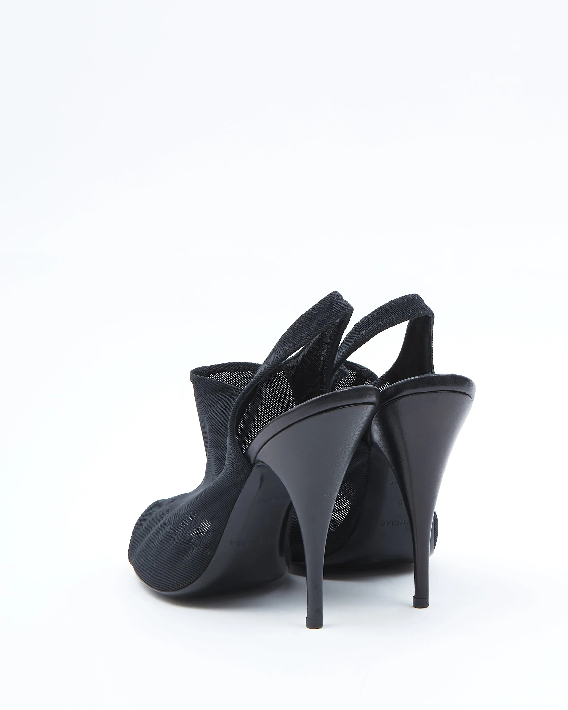 Balenciaga Black Sock Open Toe Mule Heels - 39
