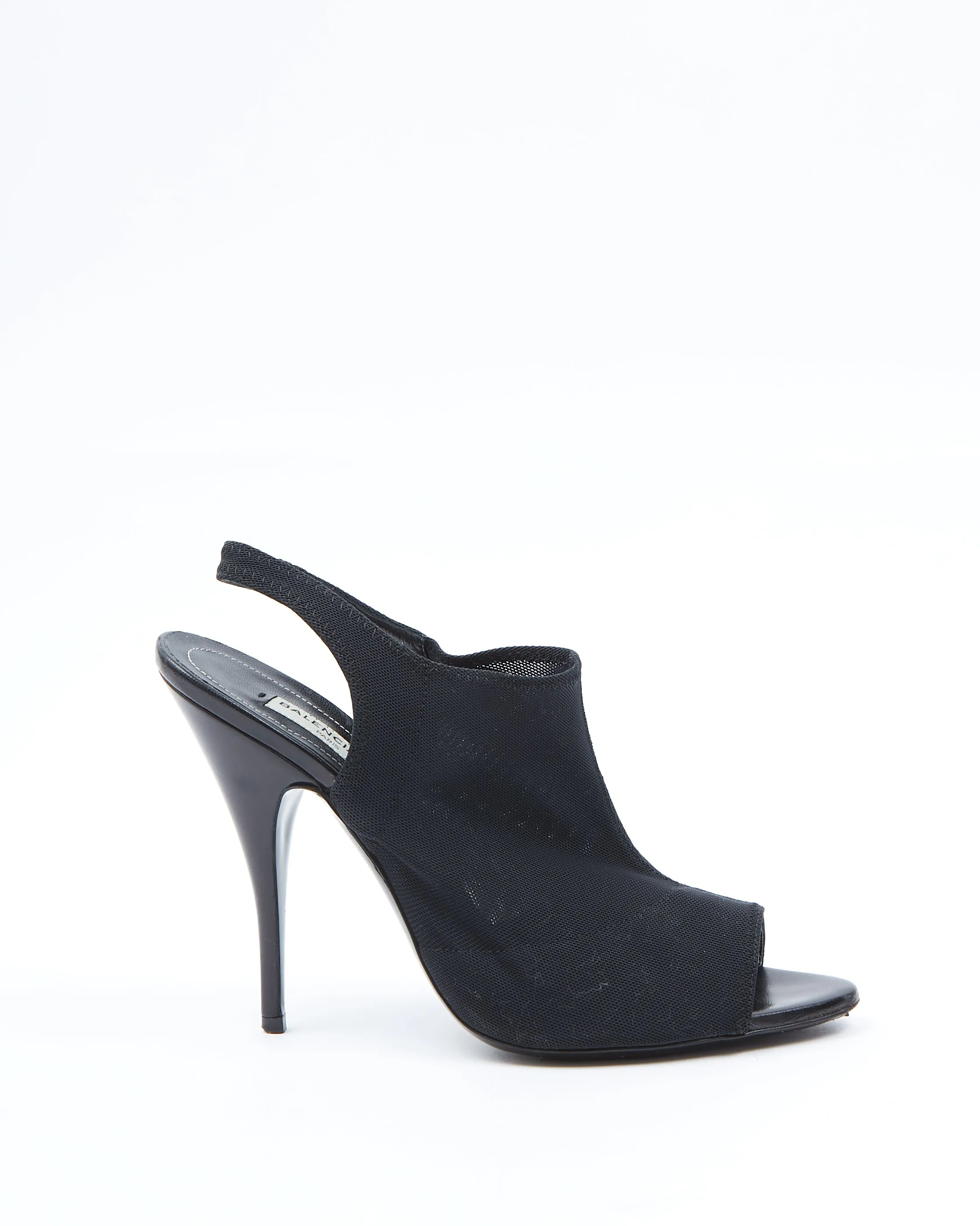 Balenciaga Black Sock Open Toe Mule Heels - 39