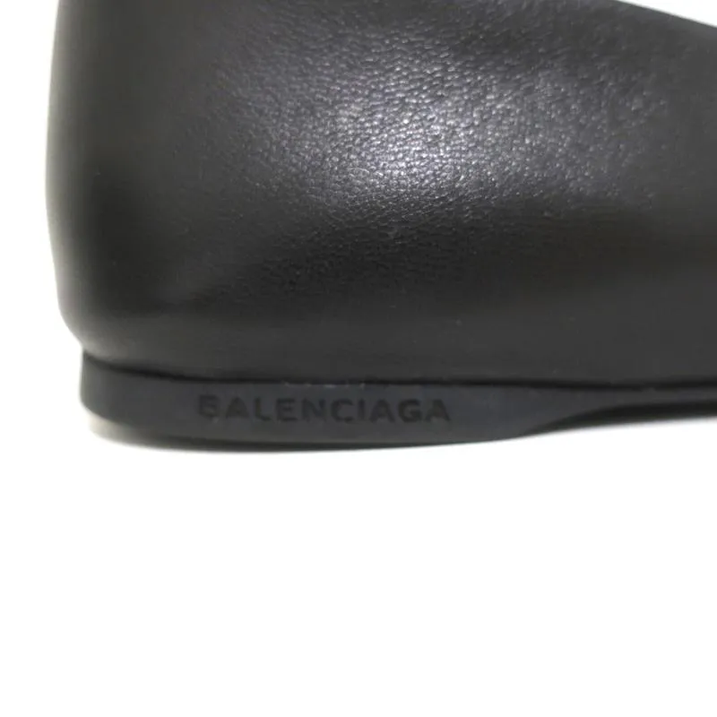 Balenciaga Studded Ballet Flats Black Leather Size 38