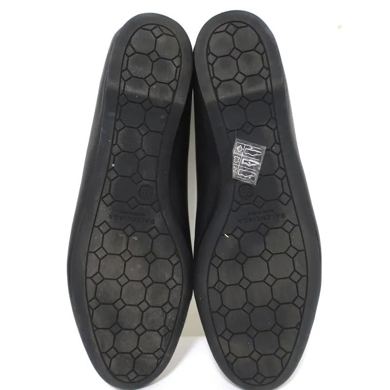 Balenciaga Studded Ballet Flats Black Leather Size 38