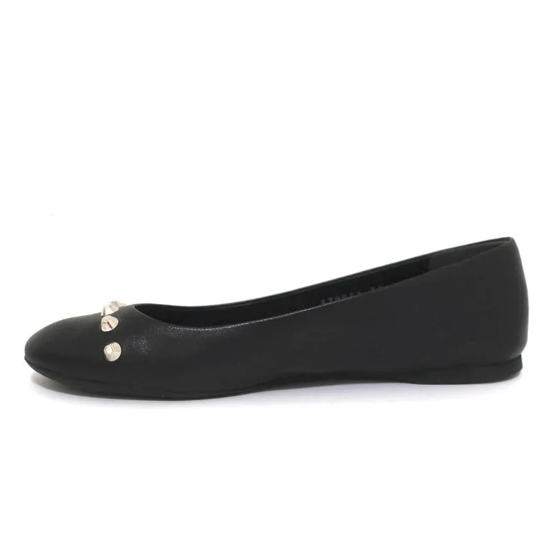 Balenciaga Studded Ballet Flats Black Leather Size 38