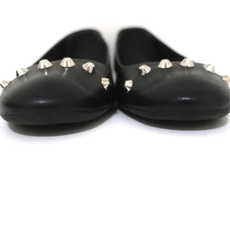 Balenciaga Studded Ballet Flats Black Leather Size 38