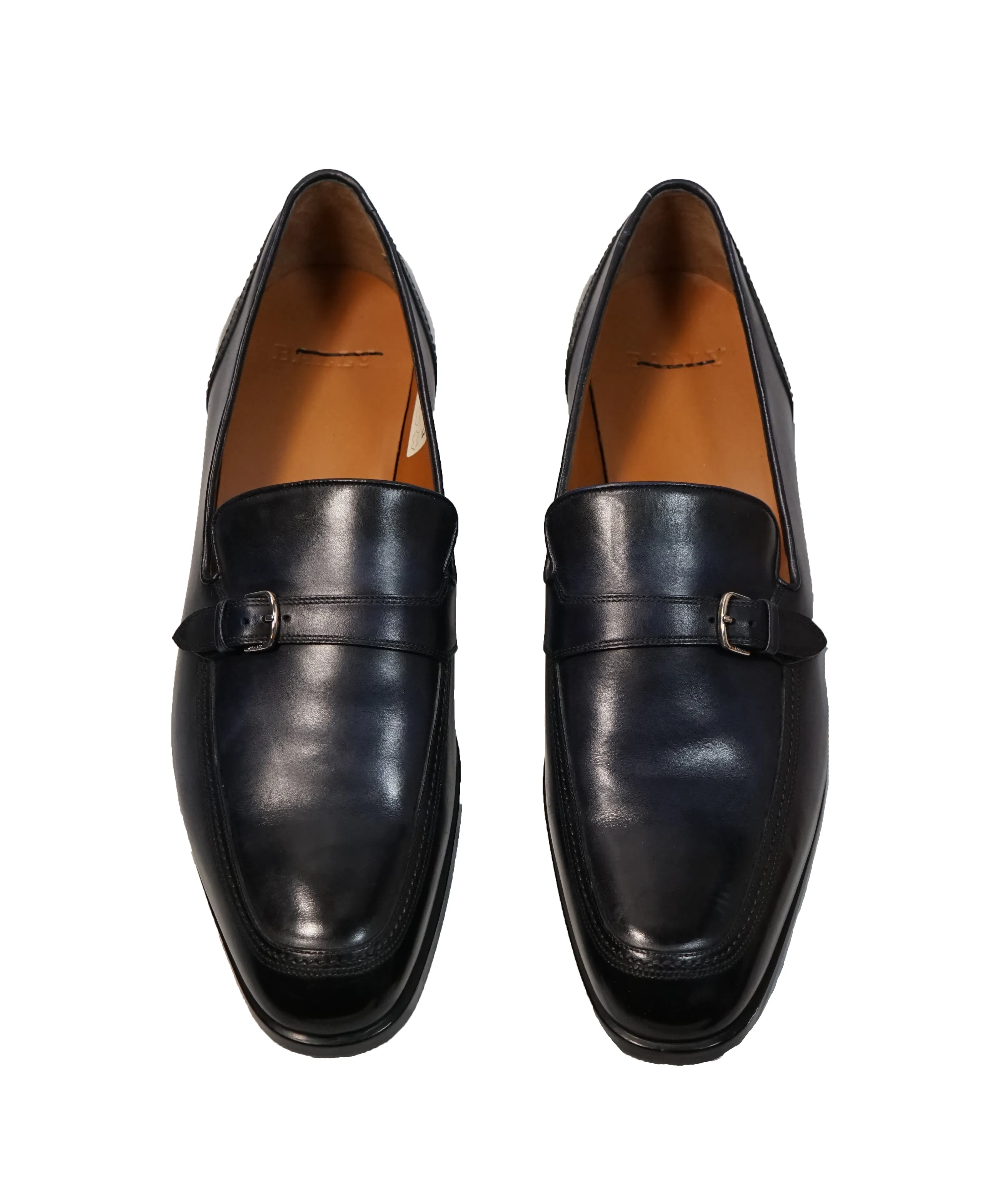 BALLY - “Lavoli” Navy Hand Patina Buckle Loafers - 11