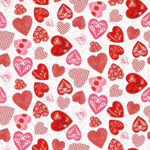 Be Mine by Henry Glass Fabrics TOSSED LG HEARTS/MULTI