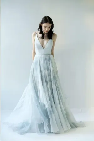 Beautiful A Line Spaghetti Straps Sweep Train Sleeveless Long Chiffon Prom Dress  OHC119
